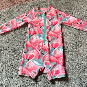 Flamingo Print Long Sleeve Swimsuit 12-18 Months